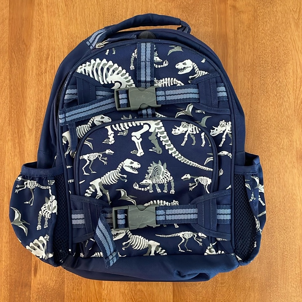 Pottery Barn Mackenzie Backpack Size Small in Blue/Grey Dino Glow-in-the-Dark